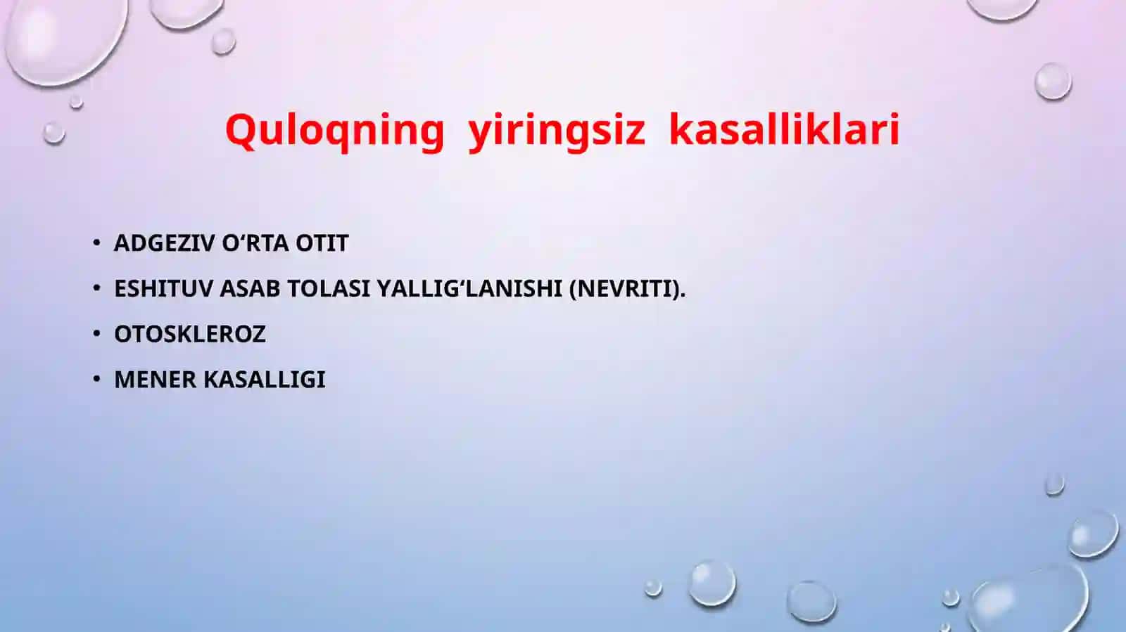 Quloqning yiringsiz kasalliklari 2
