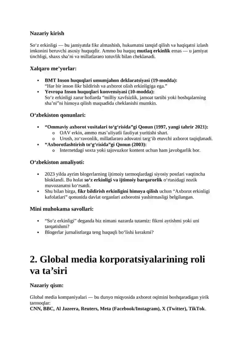 Media huquqi va global media 2