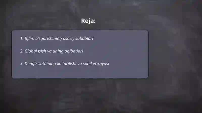 Iqlim o'zgarishi muammolari 2