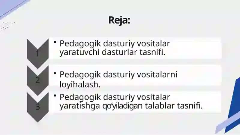 Pedagogik dasturiy vositalarni loyihalashtirish 2