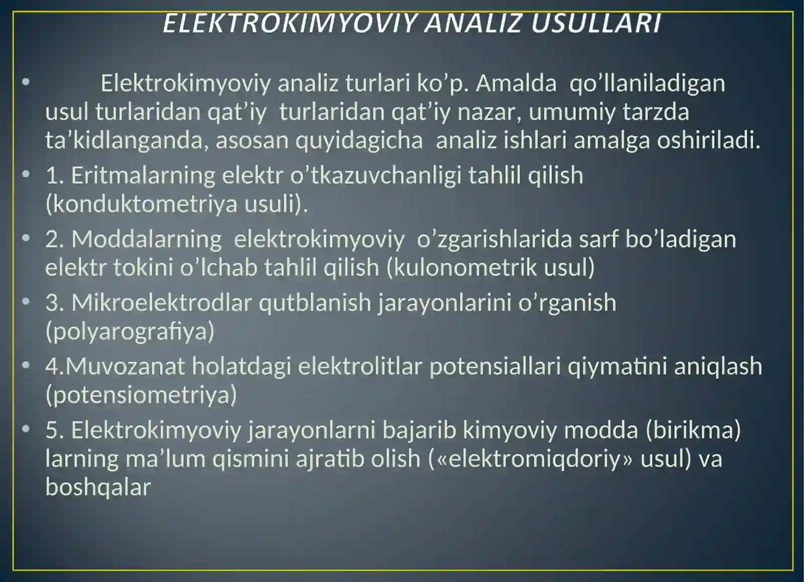 Elektrokimyoviy analiz turlari 2