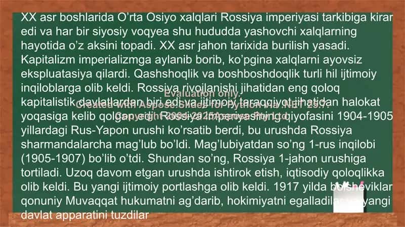 XX asrning boshlaridagi siyosiy voqiyalar 2