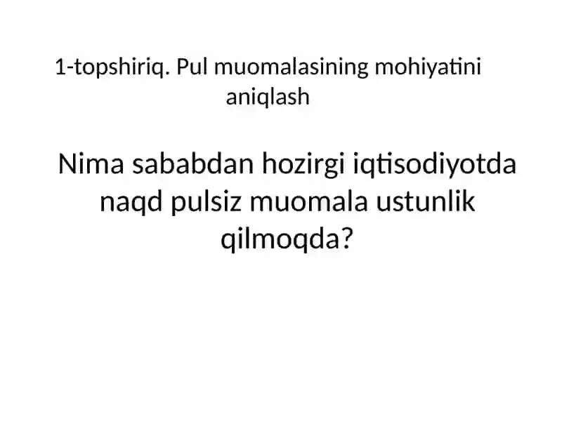 Pul muomalasi va pul tizimi 2