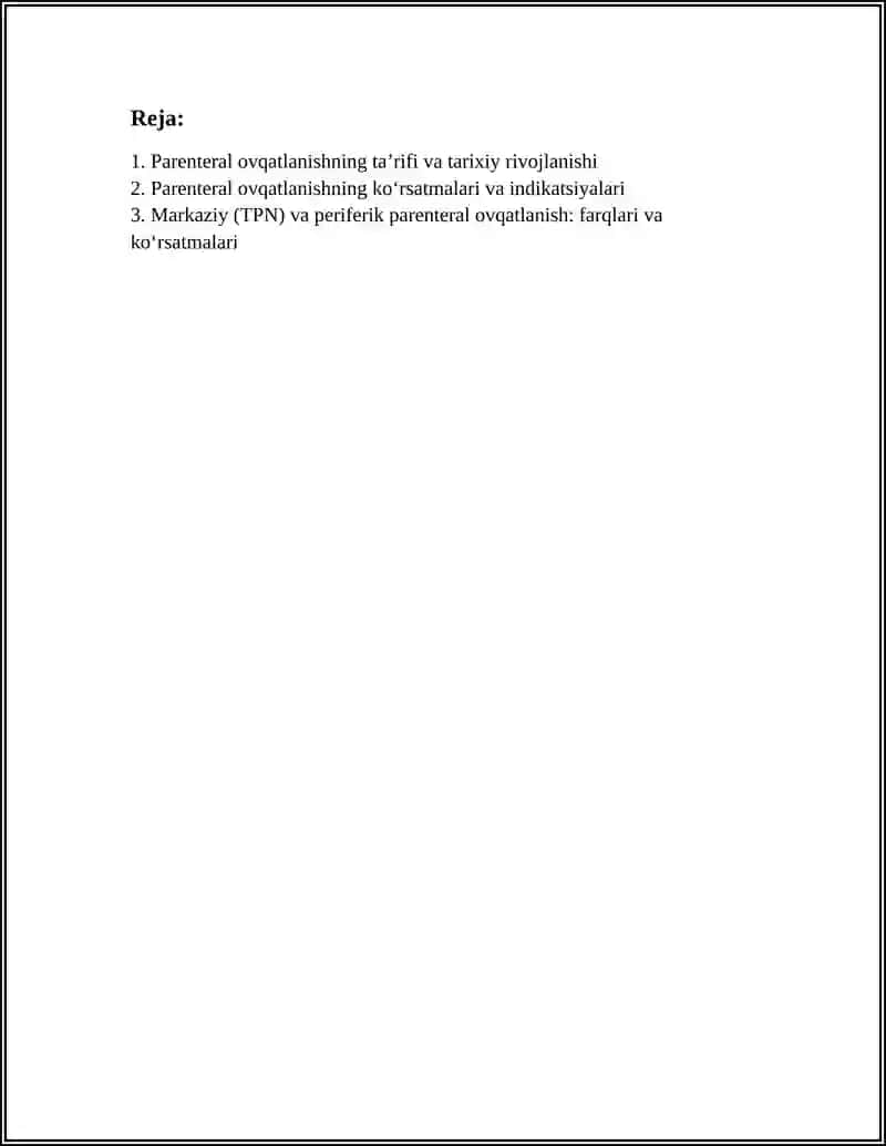 Parenteral ovqatlanish va uning klinik ahamiyati 2