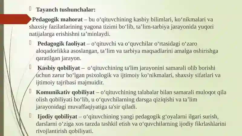 Pedagogik mahorat kursi 2