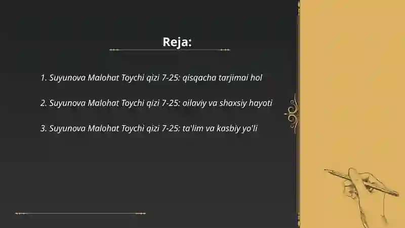Suyunova Malohat Toychi qizi 2