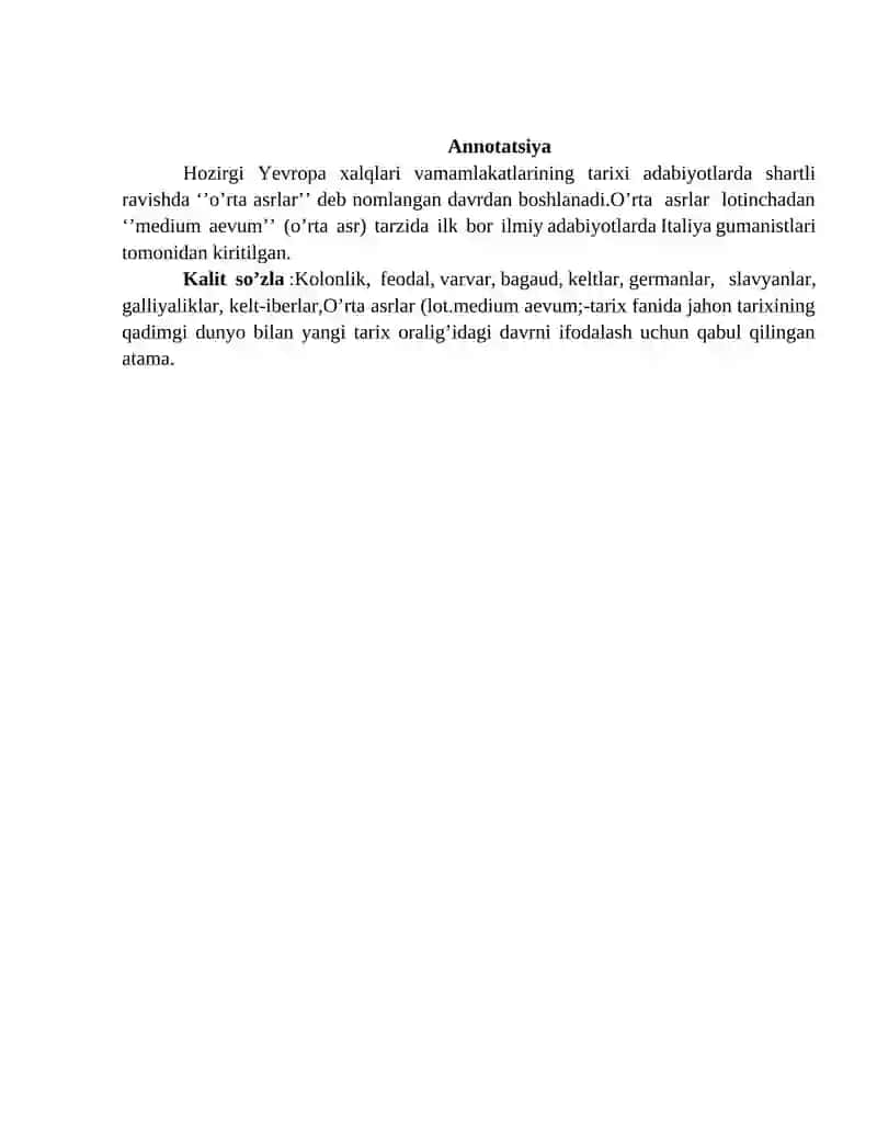 "O'rta asrlarda Yevropada feodalizm" 2