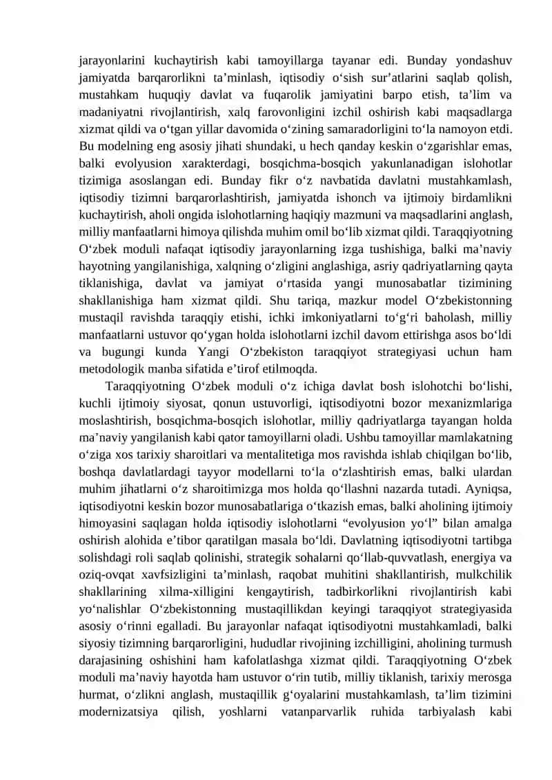 Taraqqiyotning O‘zbek moduli 2
