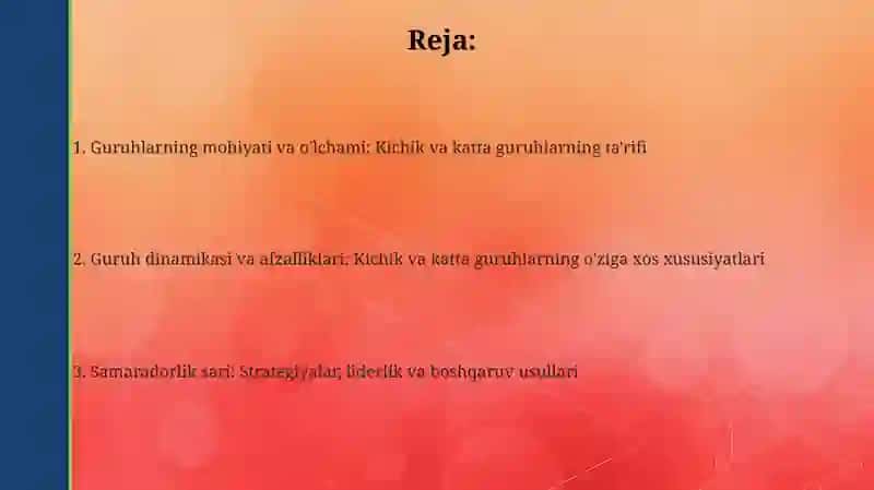 Kichik va katta guruhlar: Tushunchalar va Ta'riflar 2