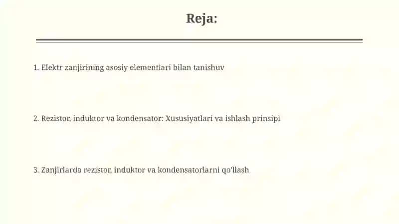 Elektr zanjirining asosiy elementlari 2