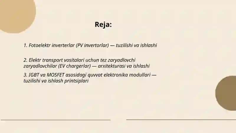Elektr jihozlari yangi zamonaviy turlarining tuzilishi va ishlashi 2