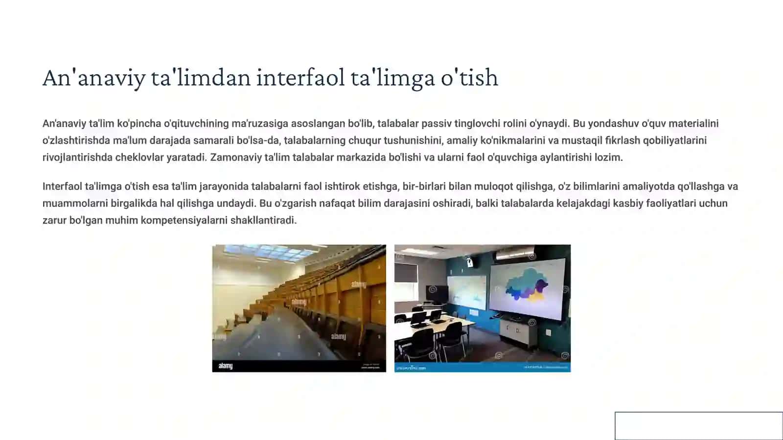 Interfaol ta'lim metodlari : samaradorlik va qoʻllash imkoniyatlari 2
