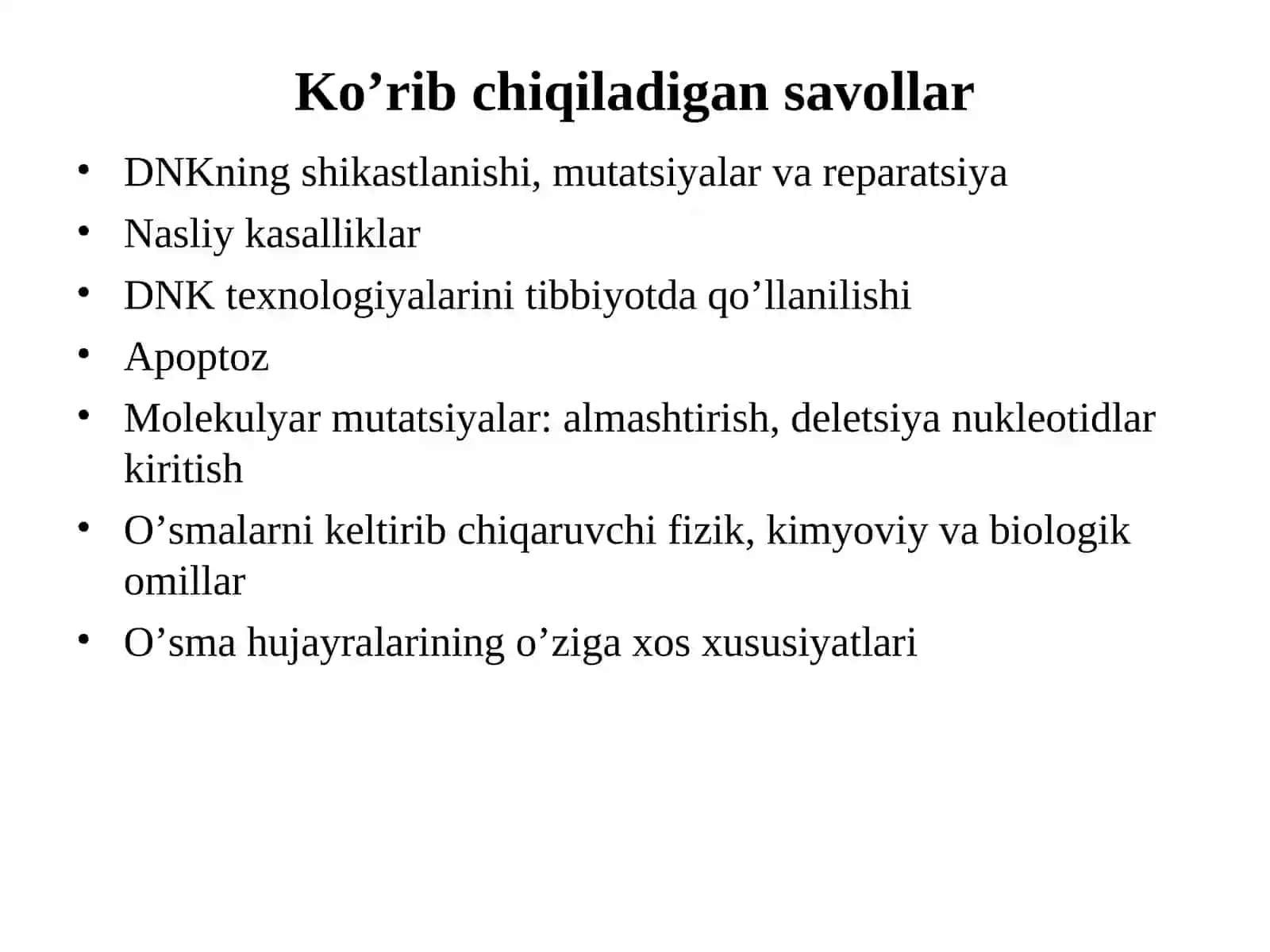 Mutatsiyalar va kanserogenez 2