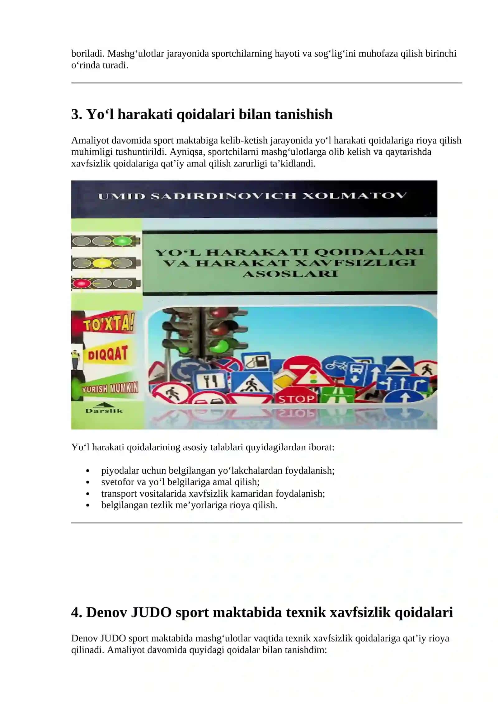 Yo‘l harakati qoidalari va texnik xavfsizlik qoidalari bilan tanishish 2