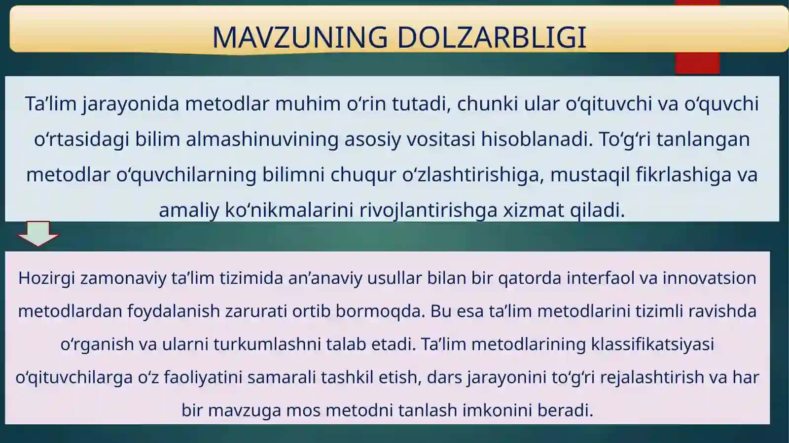 Ta’lim metodlarining klassifikatsiyasi 2