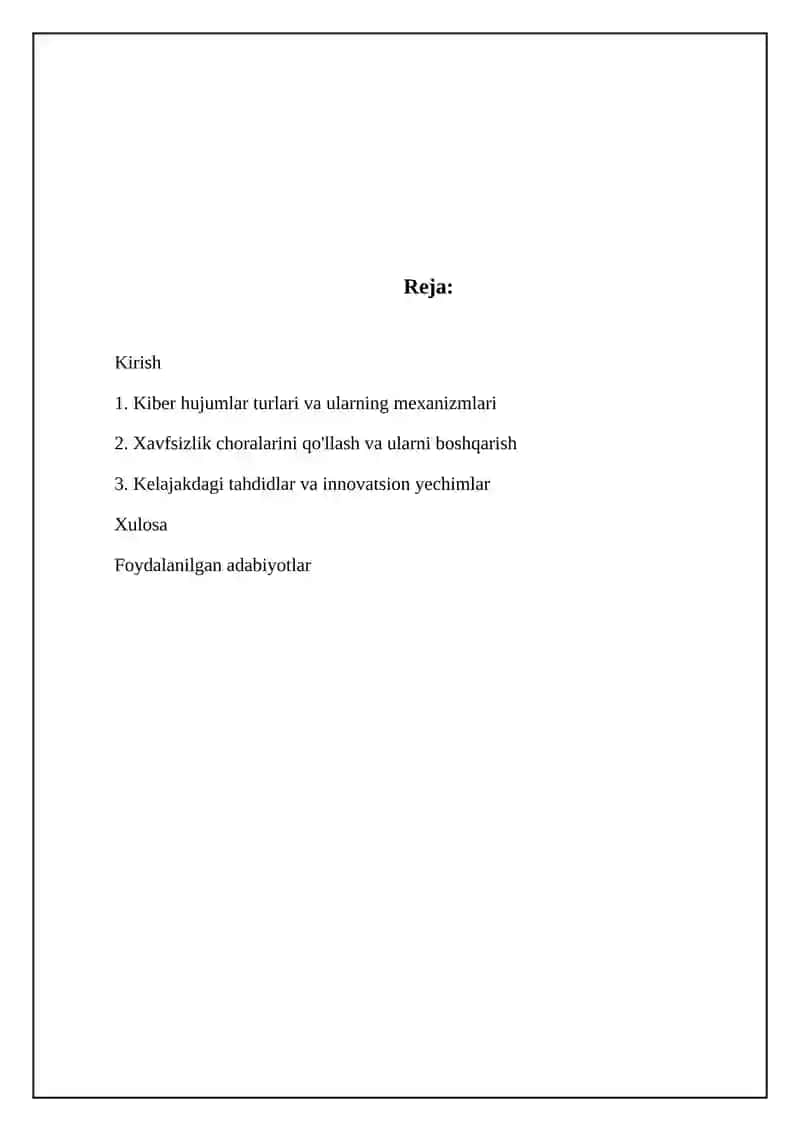Kibr hujum turlari va ularga qarshi himoua choralari 2