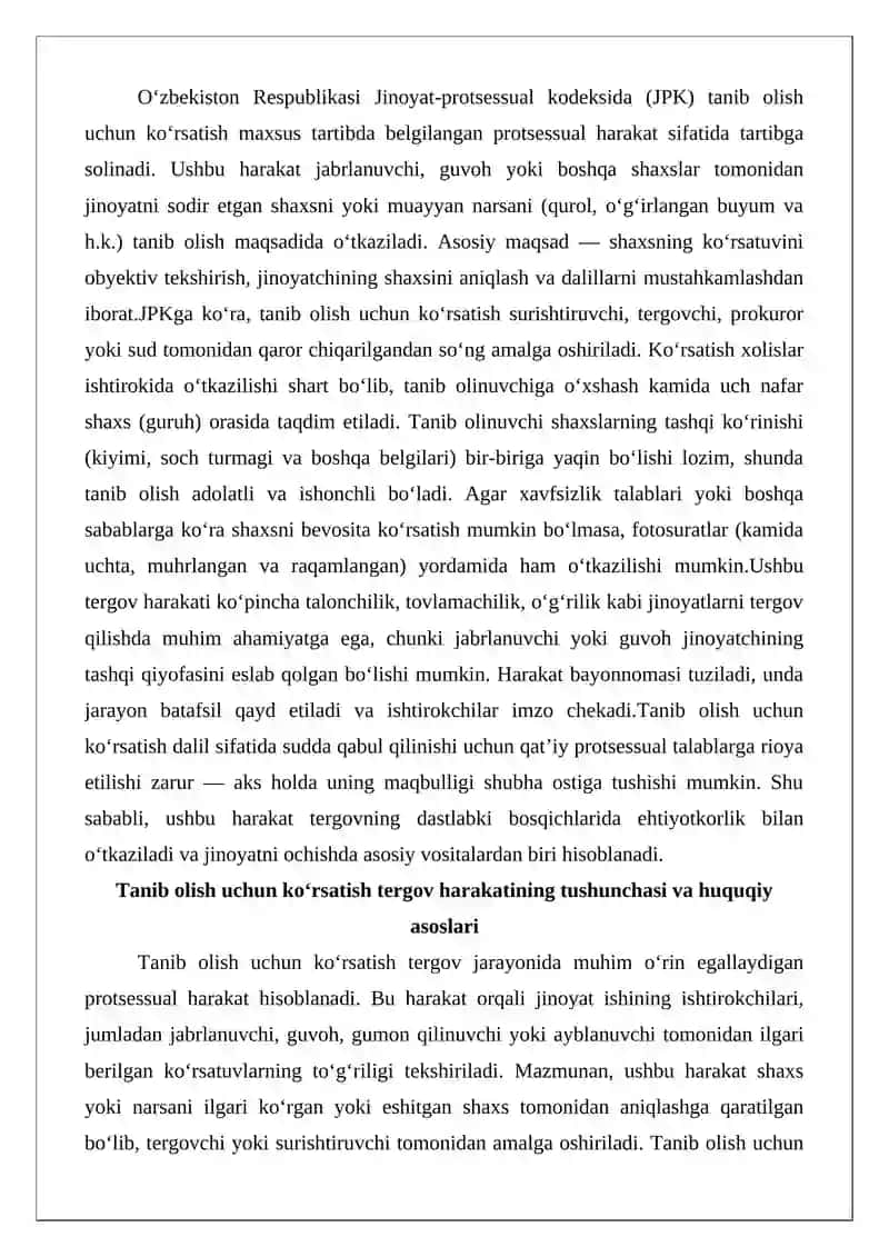 Tanib olish uchun ko‘rsatish tergov harakati 2