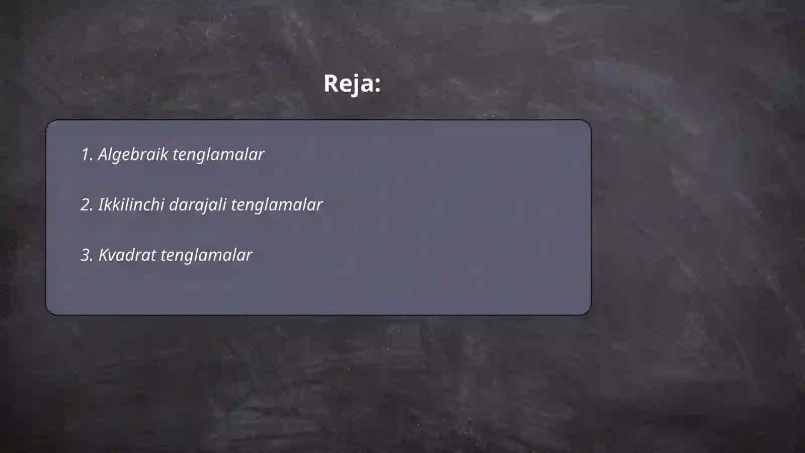 Algebraik tenglamalar 2