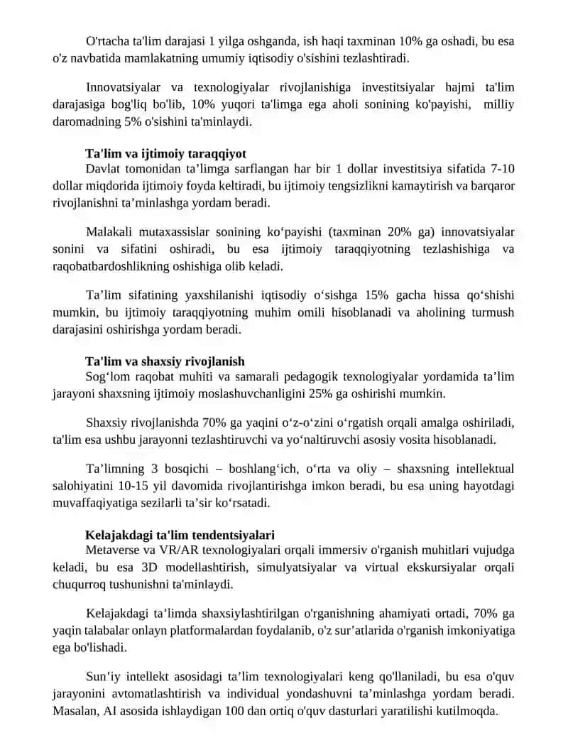 Ta’lim shakllarining hayotimizdagi o‘rni va ahamiyati 2