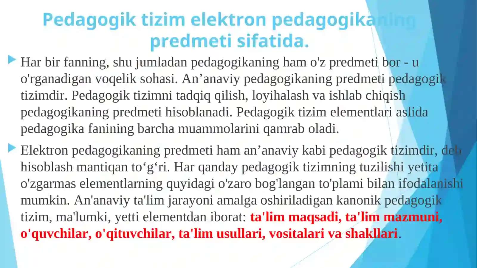 ELEKTRON PEDAGOGIKA ASOSLARI 2
