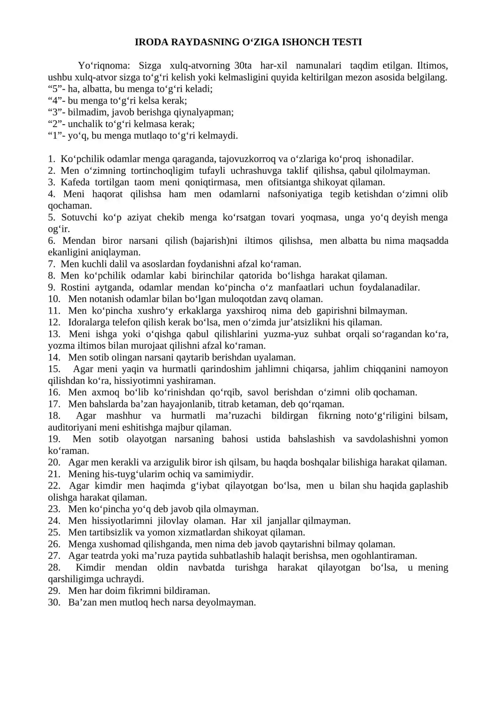Sport psixologiyasi fanidan MUSTAQIL ISHI 2
