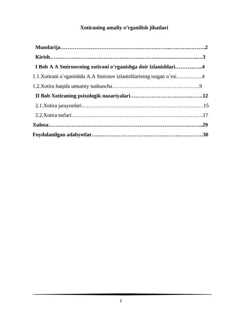 Xotiraning amaliy o‘rganilish jihatlari 2