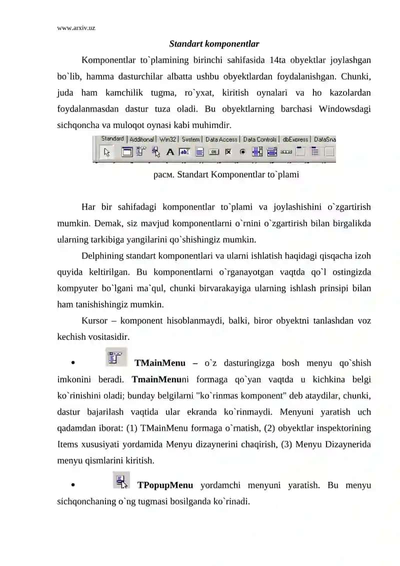 Standart Komponentlar to`plami 2