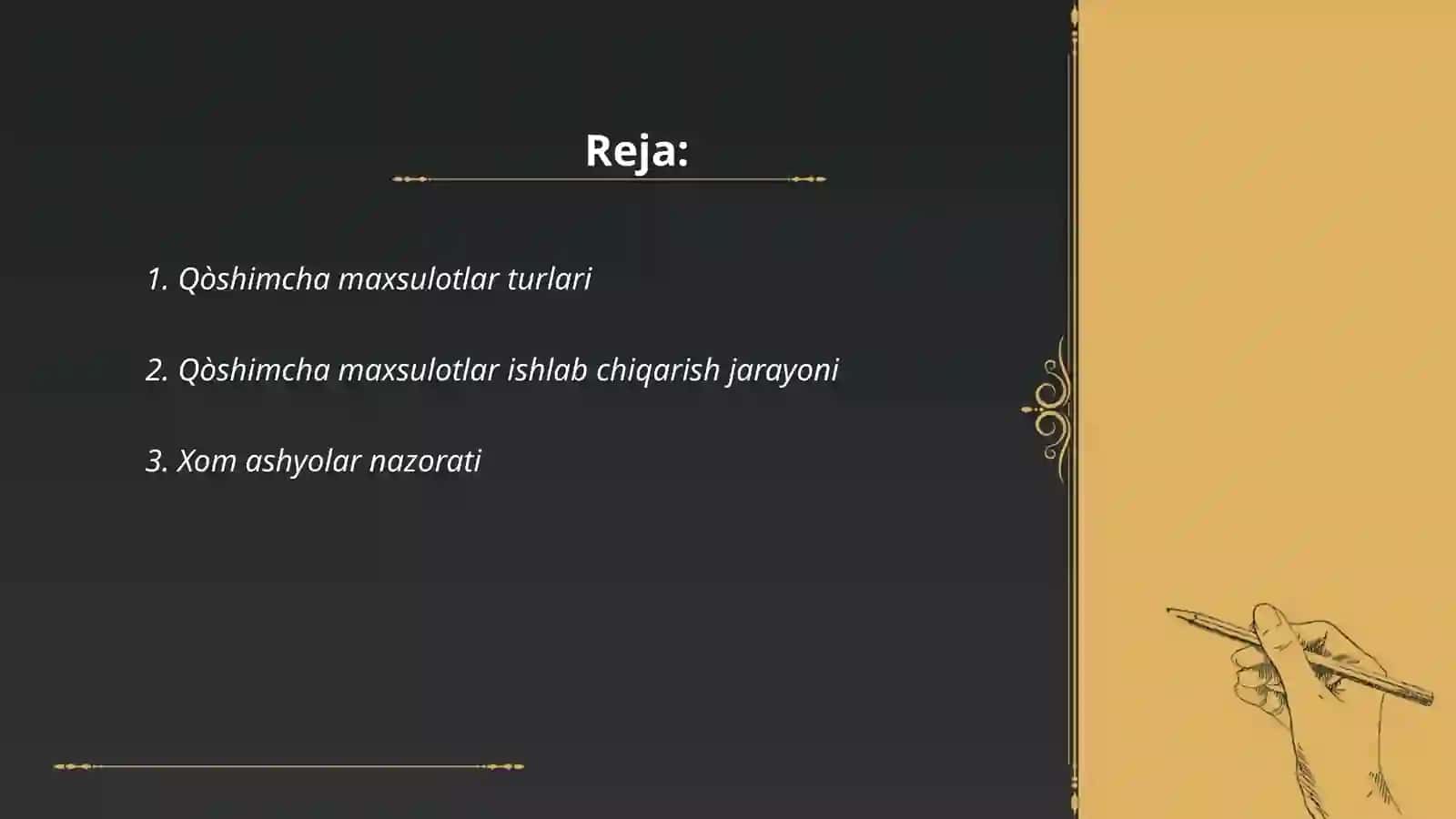 Qòshimcha maxsulotlarning ishlab chiqarish hisobi 2