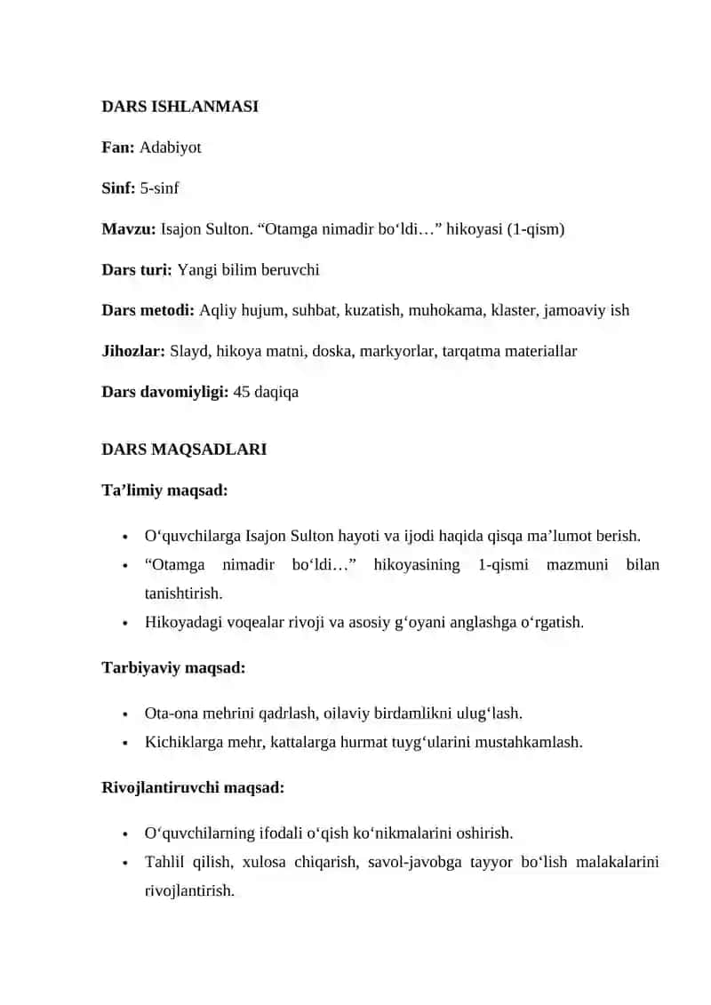 Isajon Sulton. “Otamga nimadir bo'ldi…” hikoyasi (1-qism) 2