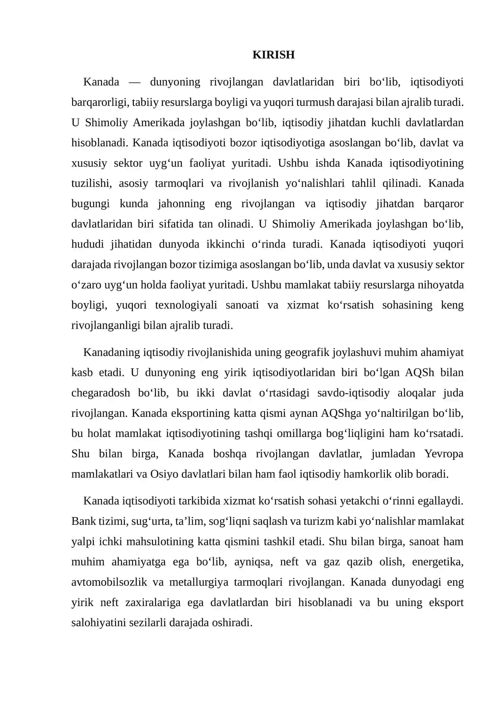 KANADA IQTISODIYOTI 2