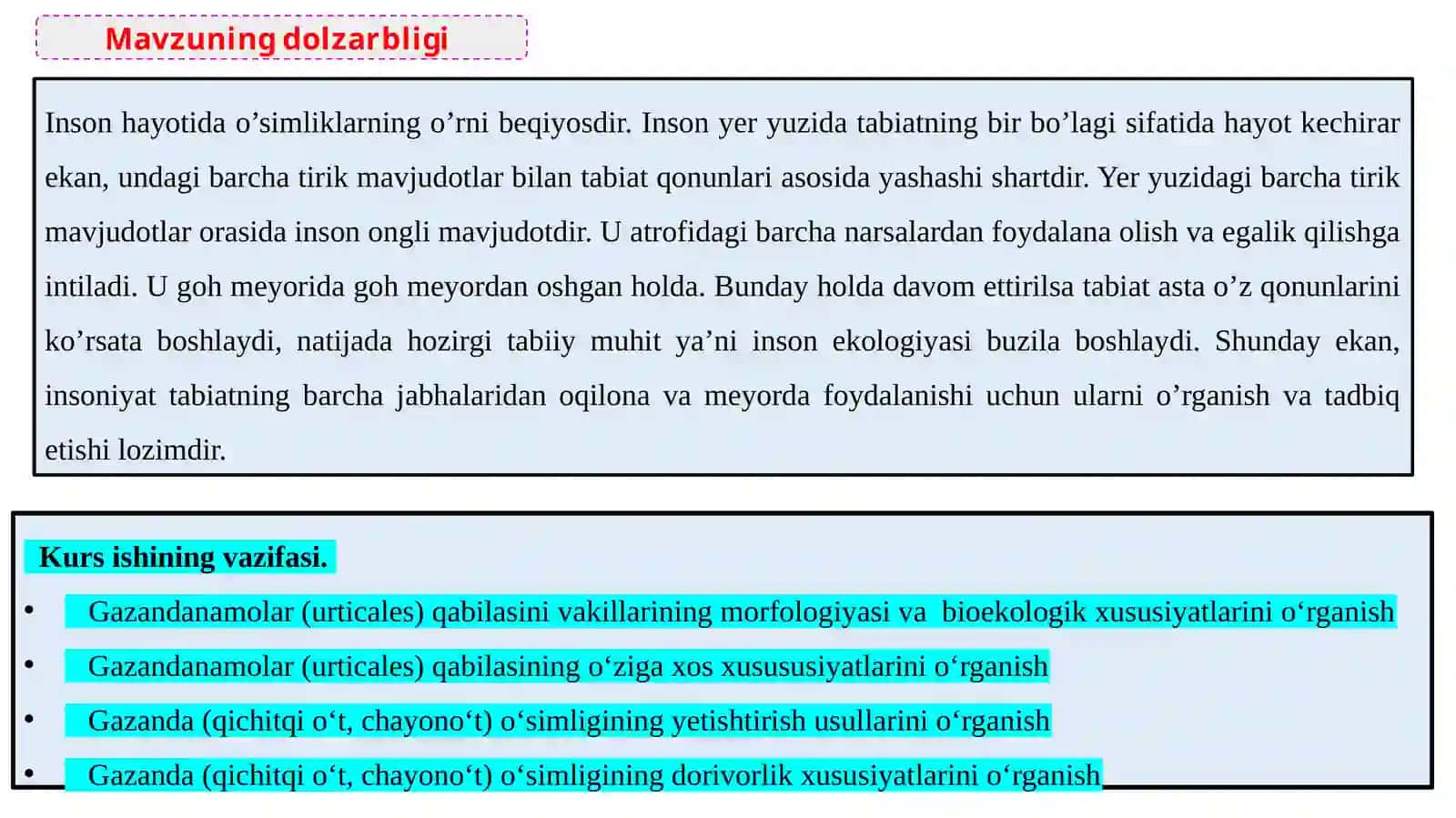 GAZANDANAMOLAR(URTICALES)QABILASI 2