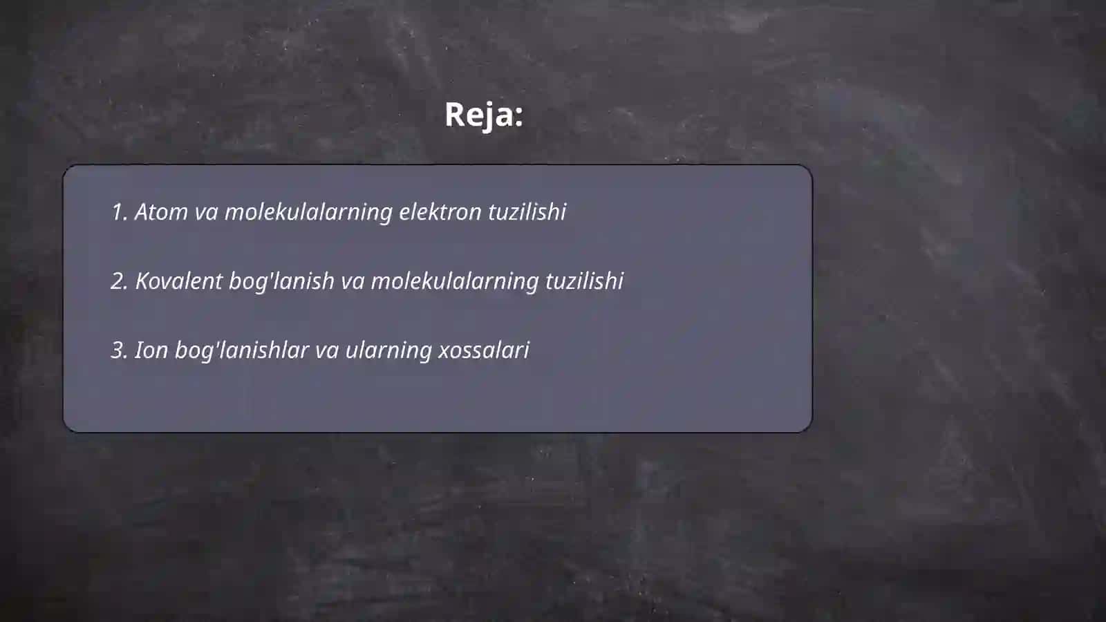 Kimyoviy birikmalarning elektron tuzilishi va xossalari 2