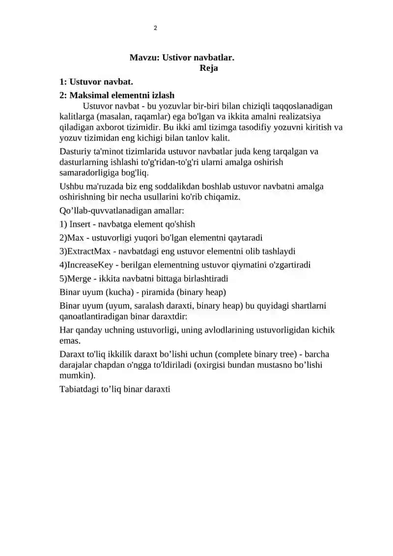 Ustivor navbatlar. 2