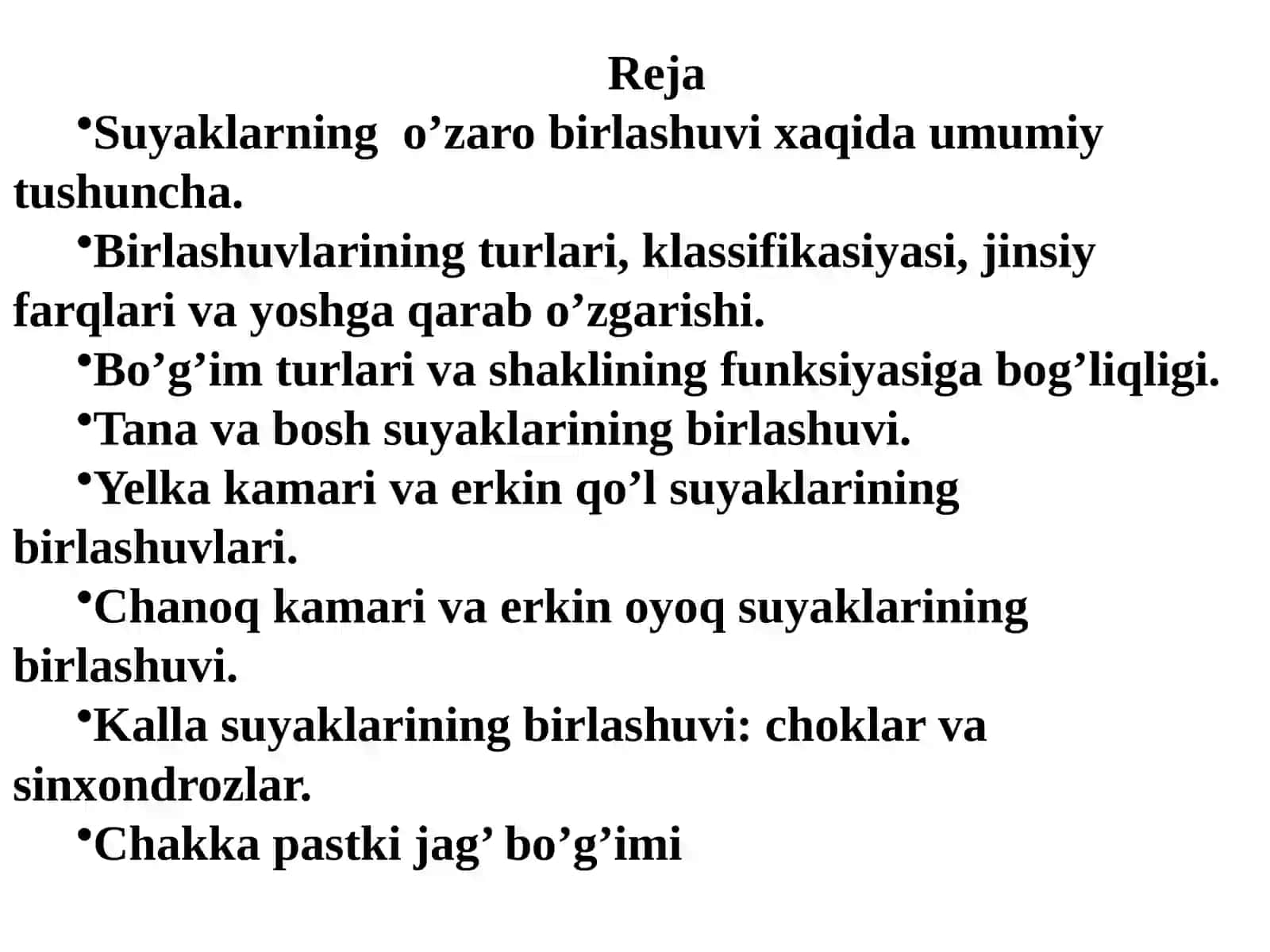 SUYAKLARNING O‘ZARO BIRLASHUVI–ARTROLOGIYA 2