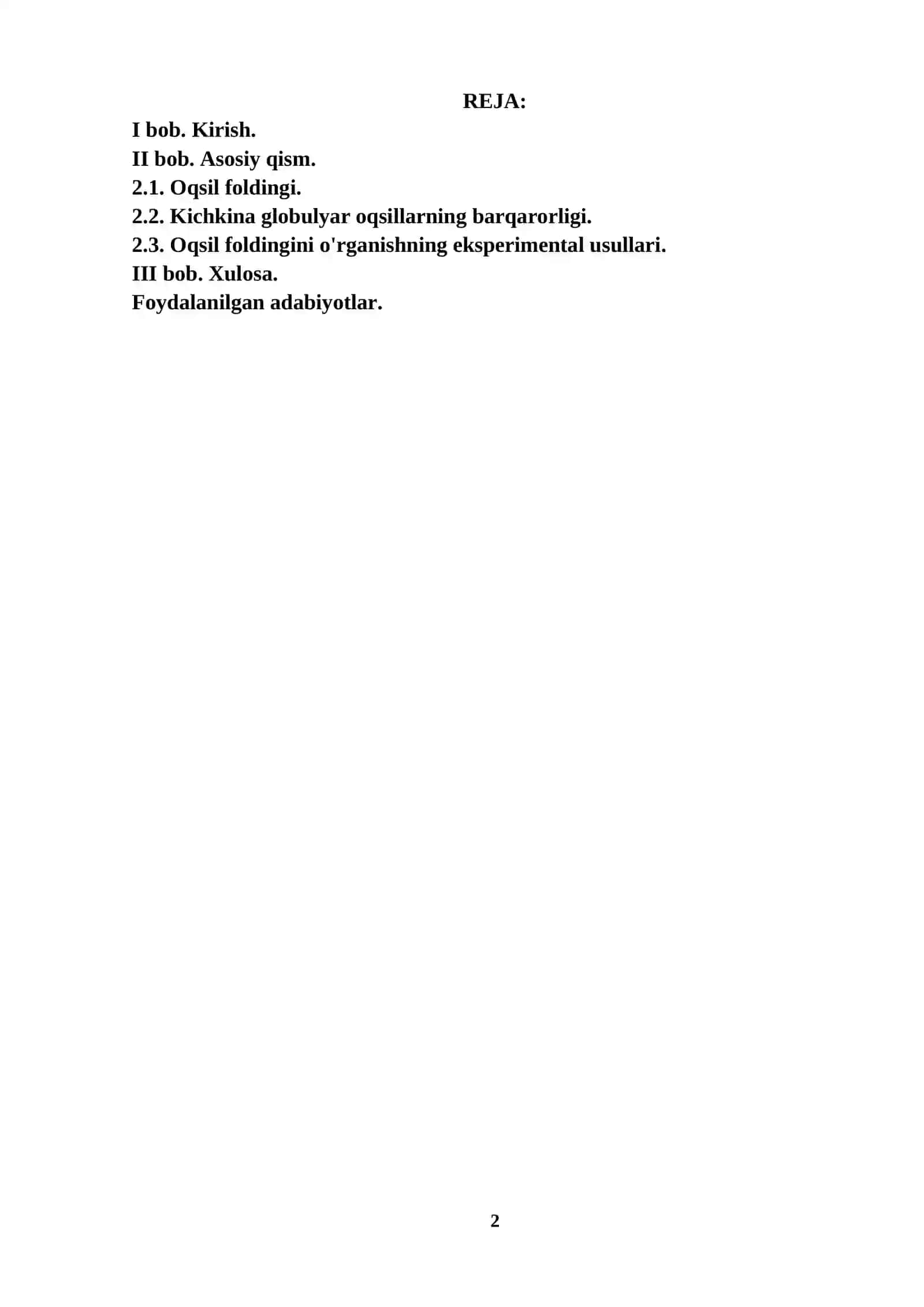 KURS ISHI: BARQARORLIK VA OQSILLAR FOLDING 2