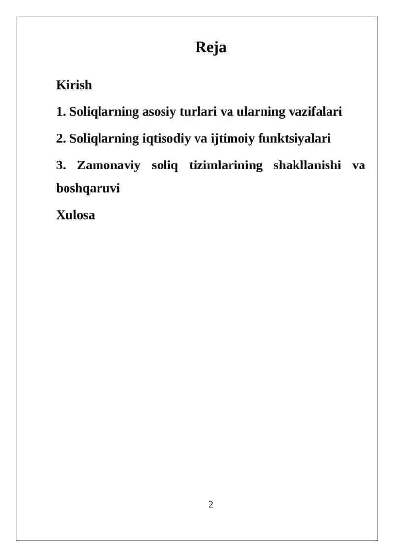 Soliqlar va ularning vazifalari va turlari 2