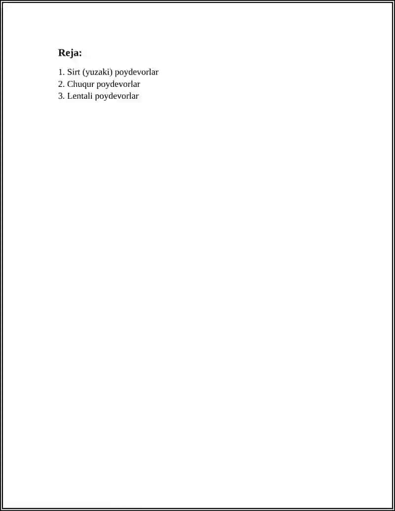 POYDEVORLARNING ASOSIY TURLARI 2
