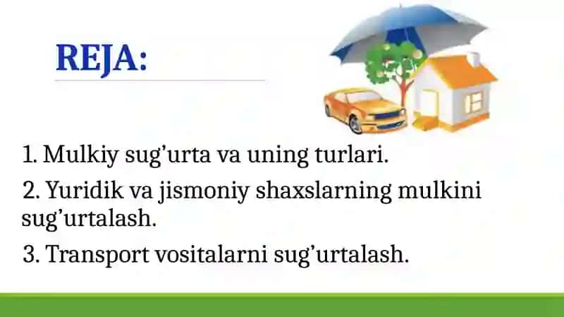 Mulkiy sug’urta. 2