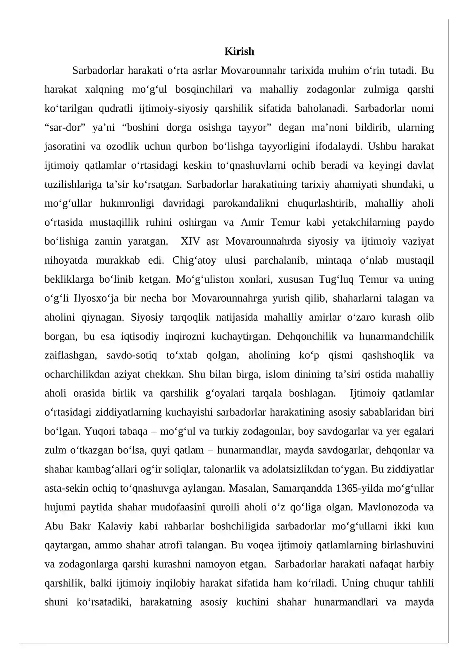 “Sarbadorlar harakati” – ijtimoiy qatlamlar to‘qnashgan maydon 2