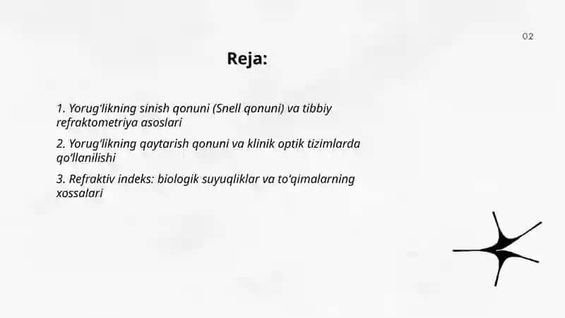 Yorugʻlikning sinish va qaytarish qonuni 2