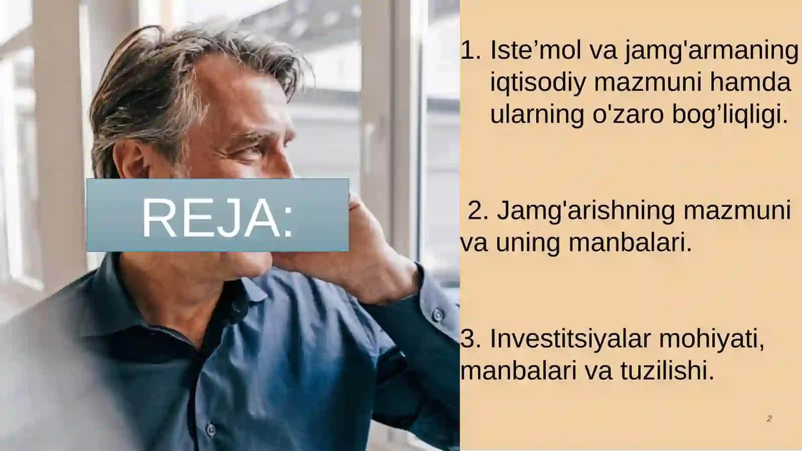 Iste’MOL, JAMG’ARMA, INVESTITSIYALAR 2