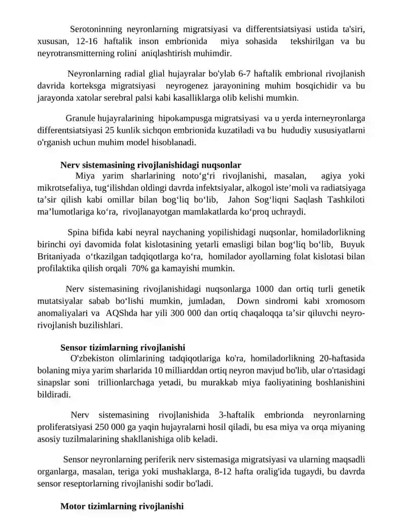 Asab tizimining ontogenezi 2