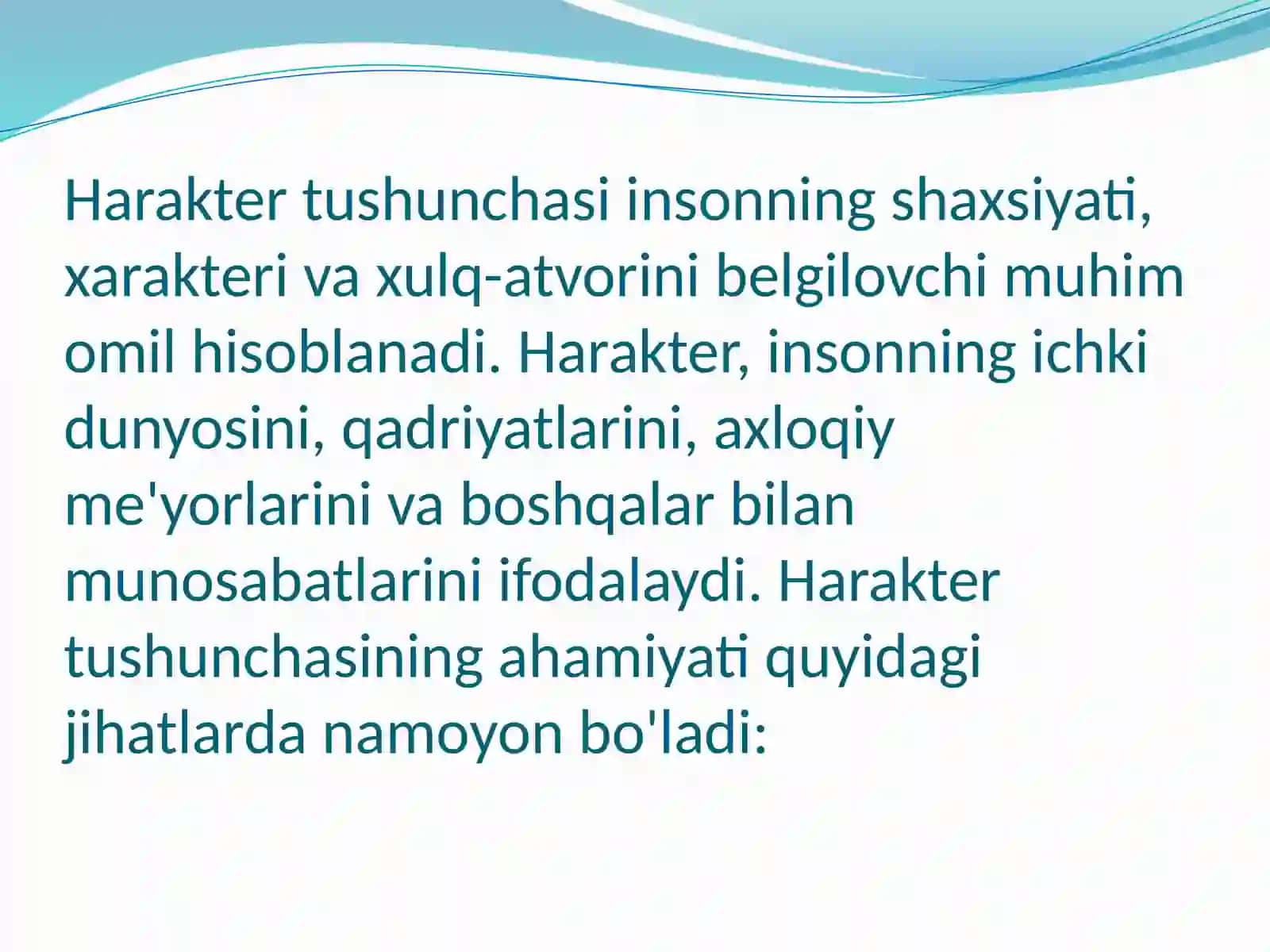 Harakter haqida tushuncha 2