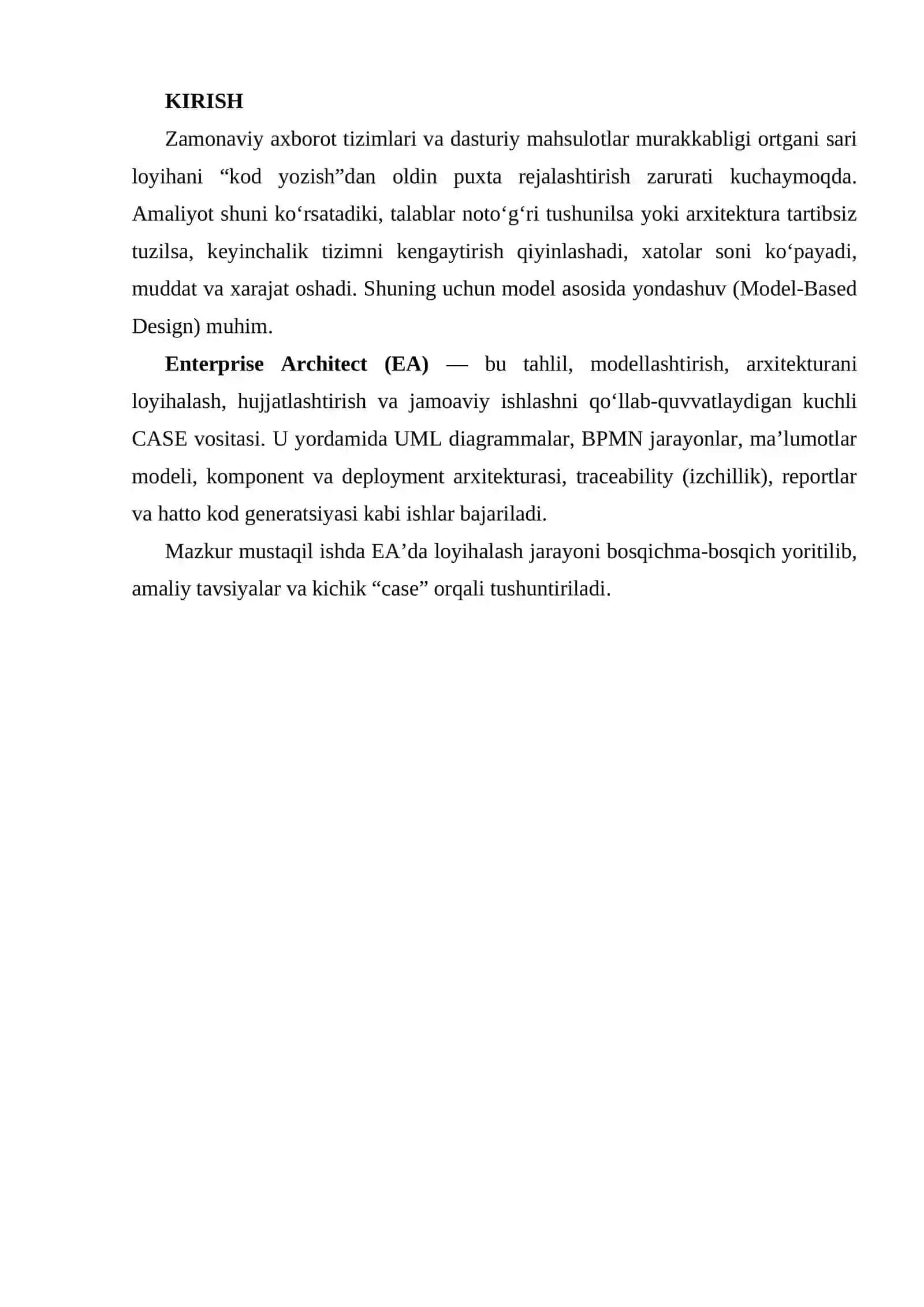 Enterprise Architect dasturida loyihalash 2