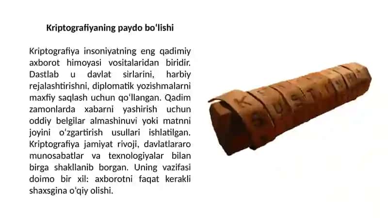 KRIPTOGRAFIYA TARIZIDA MUHIM KASHFIYOTLAR 2