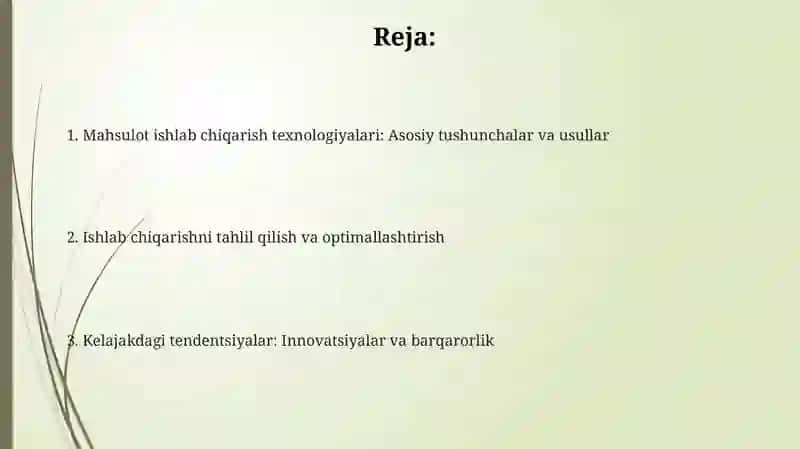Mahsulotlarni ishlab chiqarish texnalogiyasi 2