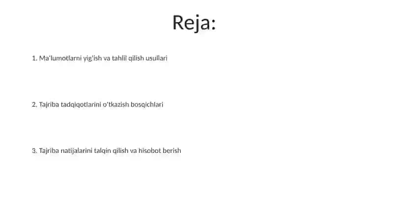 Ilmiy tadqiqotda tajriba sinov ishlarini olib borish 2