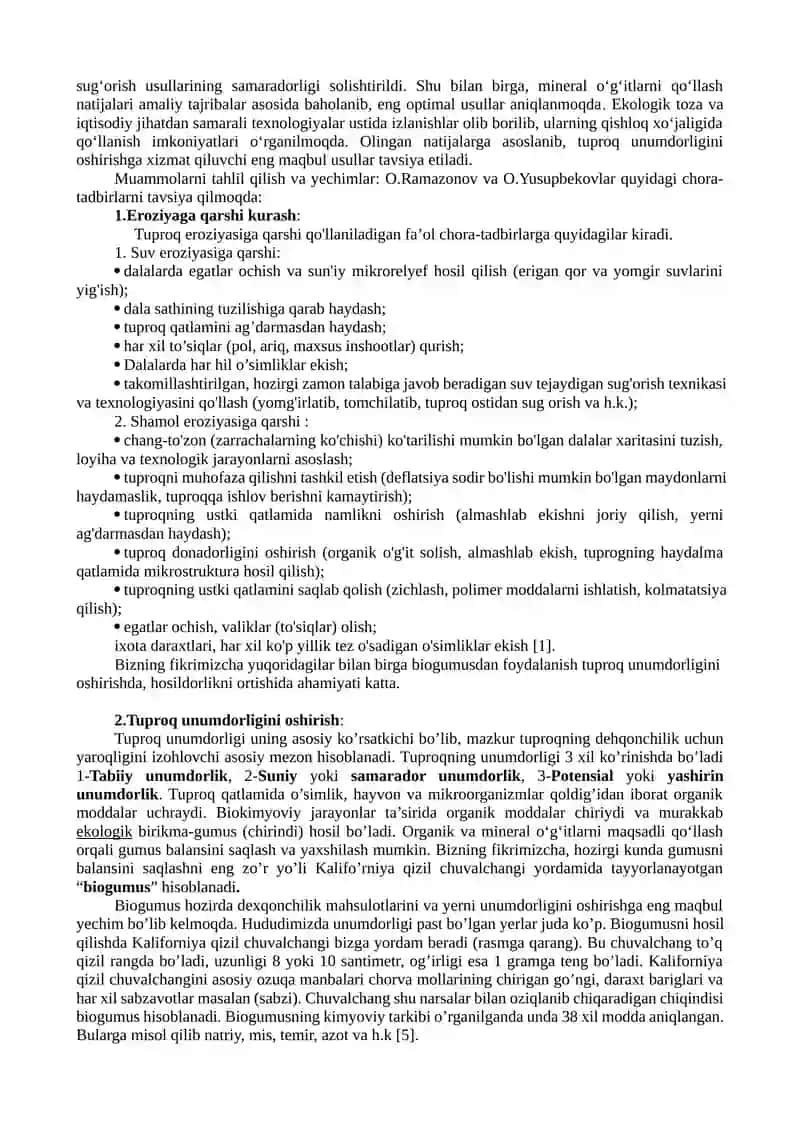TUPROQ UNUMDORLIGINI OSHIRISHGA QARATILGAN INNOVATSION YECHIMLAR 2