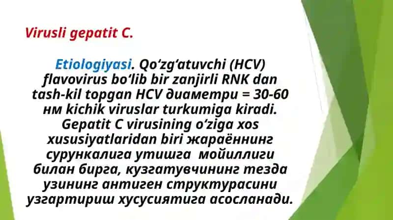 Virusli gepatit C etiologiyasi, patogenezi va davolash 2