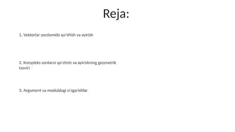 Kompleks sonlarni qoʻshish va ayirishning geometrik tasviri 2